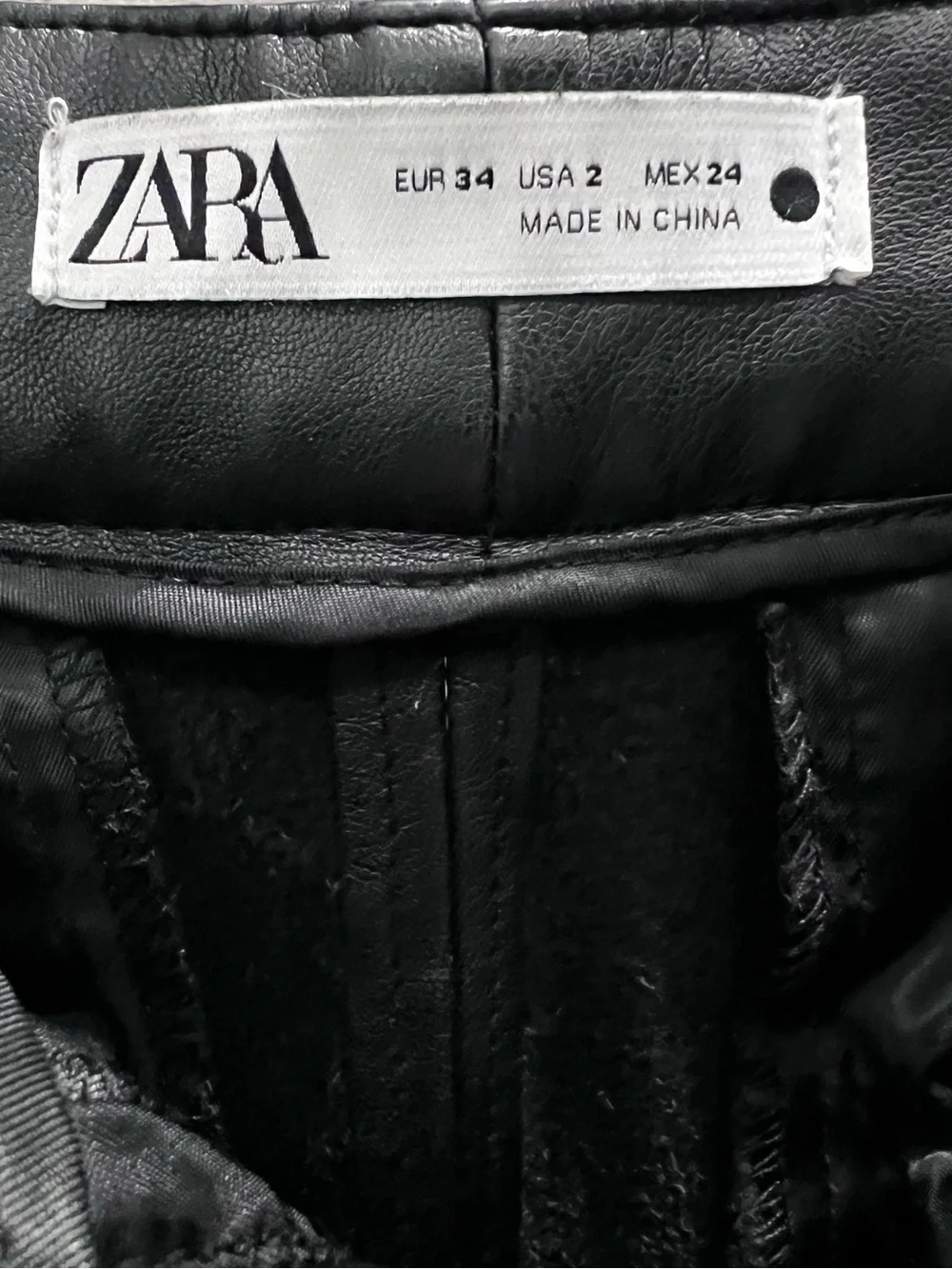Zara black faux leather pants mid-rise Size 2